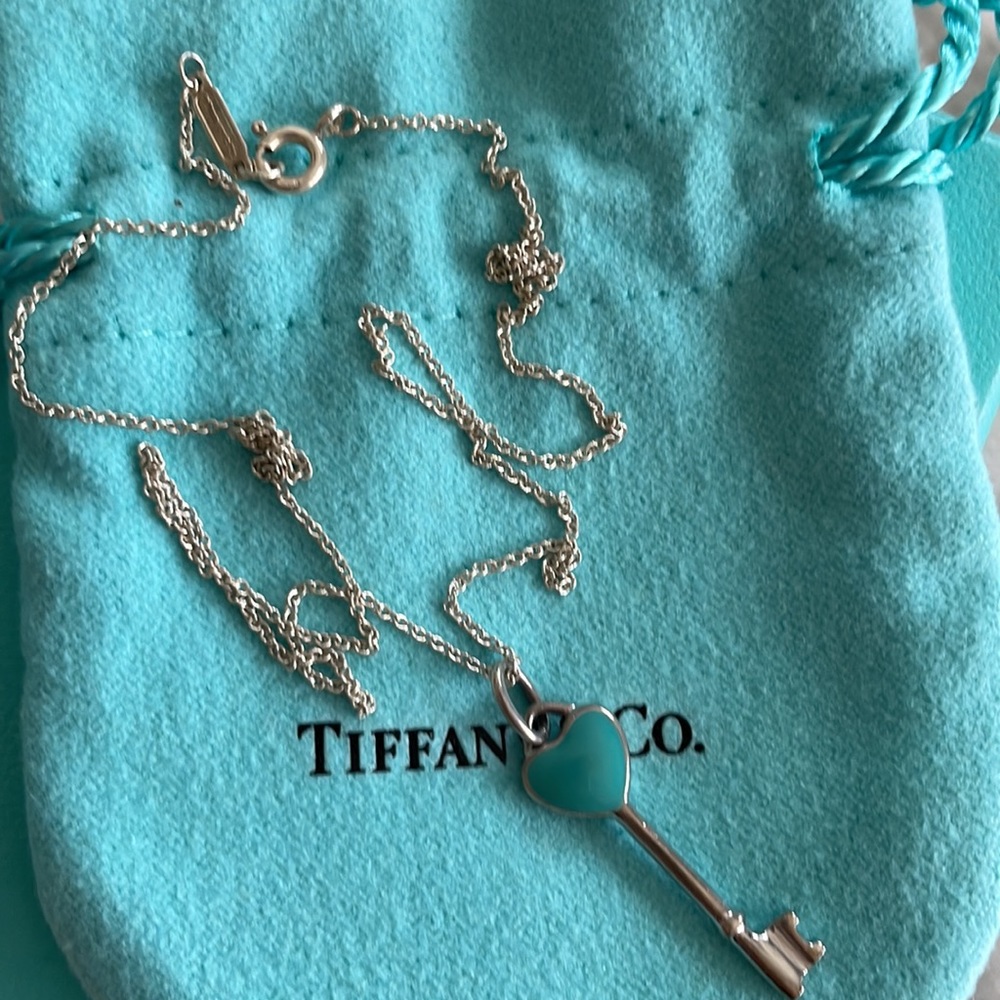 Tiffany’s Key Heart Charm Necklace 16”